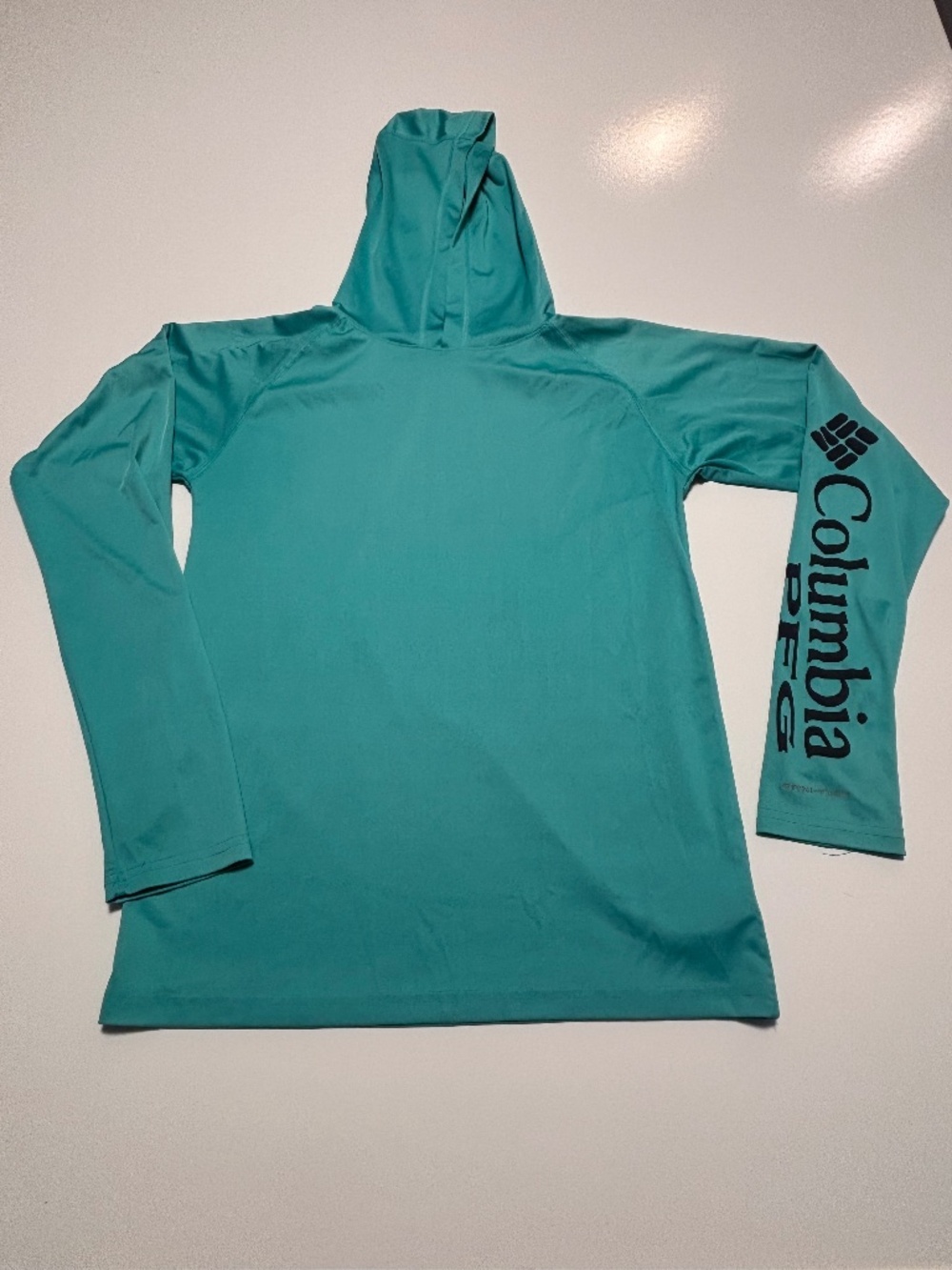 Youth XL Teal Columbia Omni Shade UV Sun Shirt with Hood